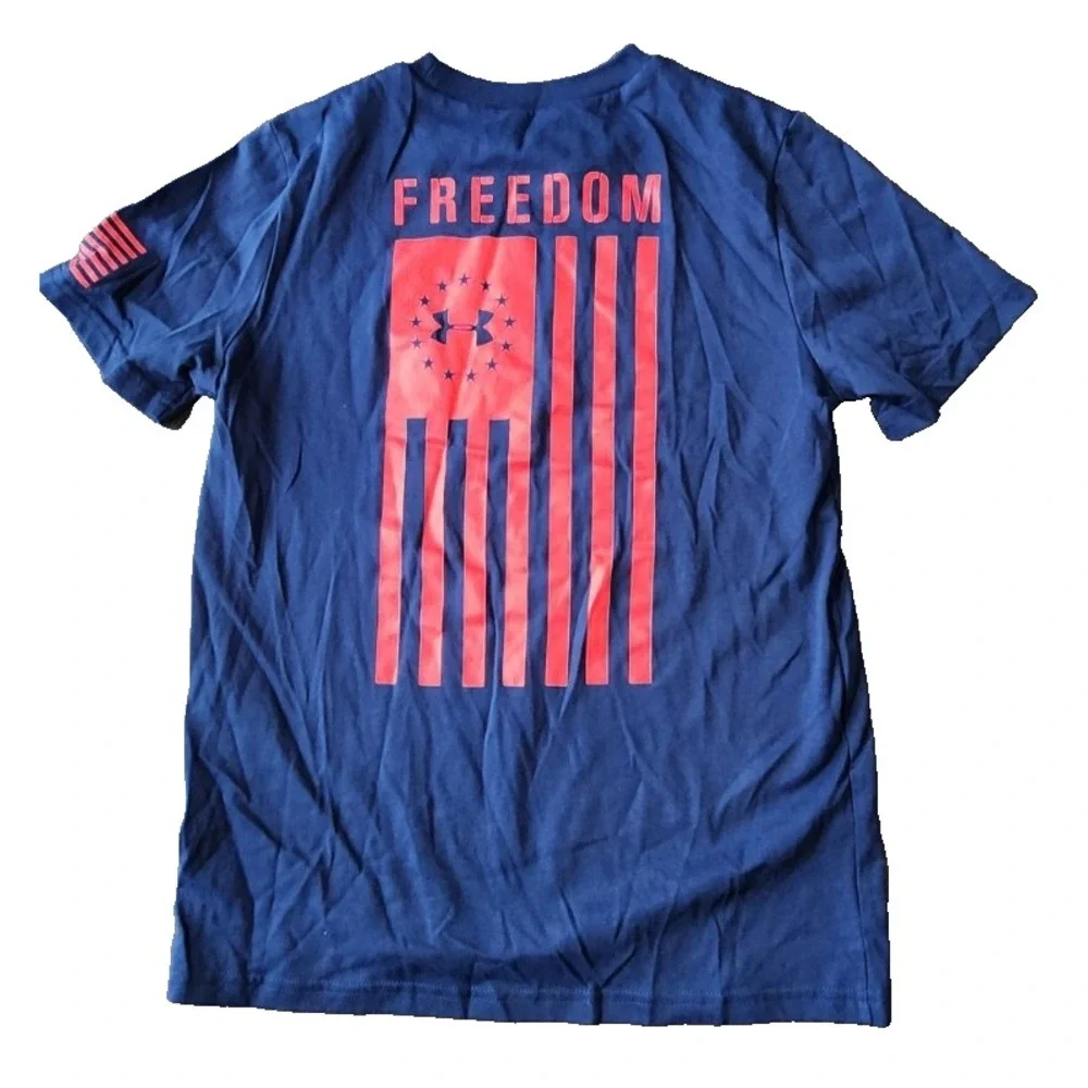 Under Armour Kids Freedom HeatGear Navy Blue Graphic T-Shirt YLG‎ Large